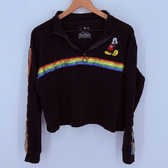 Disney Other - Disney Pullover Sweatshirt Pride 90s Crop 1/4 Zip Xlarge 15-17 Y2k